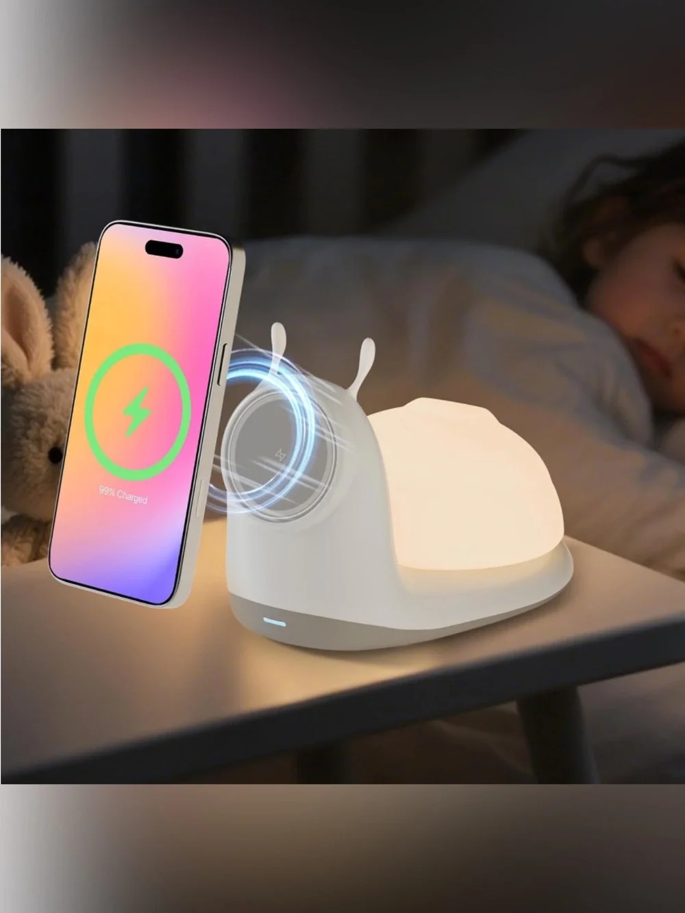 Snail-Shaped Wireless Charging Stand with Night Light